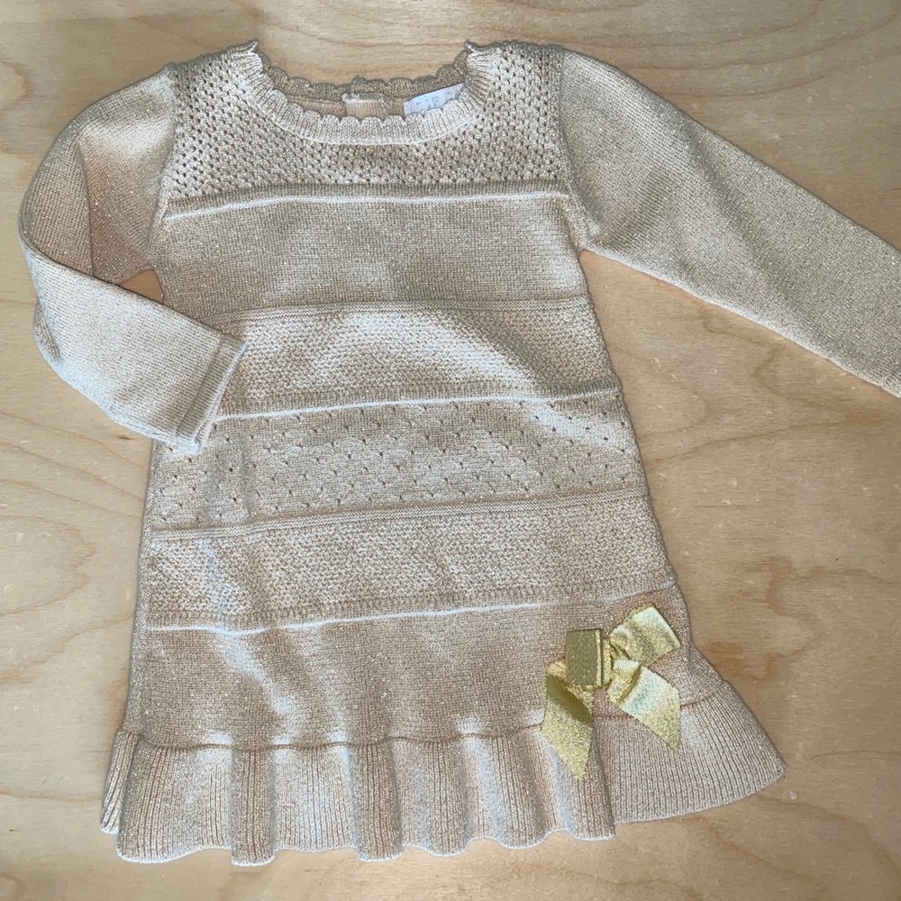 Golden Shimmer Sweater Dress Size 6 Months